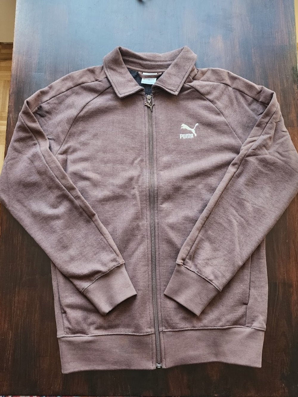 PUMA Men’s Cotton Track Jacket – Orange/Tan – Logo Zip – Size S